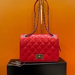 CHANEL Classic Red Quilted Shoulder Bag